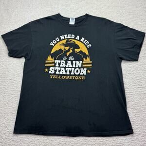 Yellowstone Mens T-Shirt Sz XL Black "You Need A Ride to the Train Station" EUC